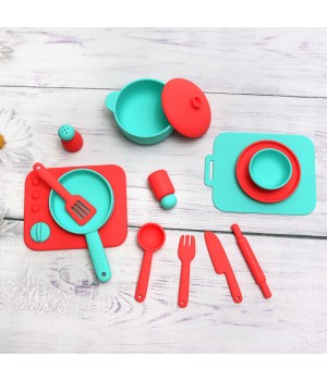 BPA Free Silicone Saft Pretend Cooking Kitchen Play Toys For 0-24 Month Babies Pretend Play Kids Silicone Educational Toys