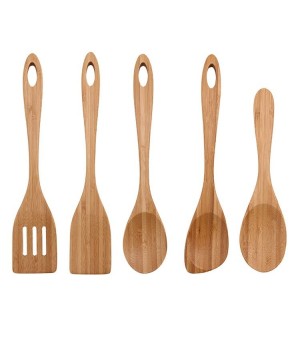 Bamboo Set OEM Custom Logo cook utensil set wooden wood spatula Home and Kitchen tools accessories utensils