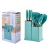 Mint 17 PCS Plastic Cooking Utensils with Holder Silicone Utensils Stainless Steel Kitchen Knives