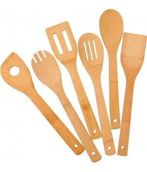 6/8 Pieces Gift wooden kitchenware set cookware Utensil bamboo Kitchen Cooking Utensils with Holder