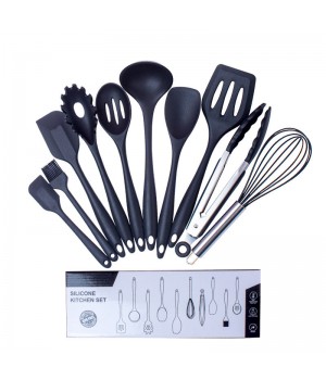 10pcs Pack Non-stick BPA-free Heat Resistant Cooking Accessories Ladle Spoon Spatula Shovel Silicone Kitchen Utensils Set