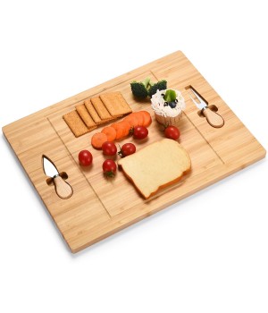 Charcuterie Board Cheeseboard Knife Utensil Set Bamboo Wooden Cheese Board With Knife & Fork Set